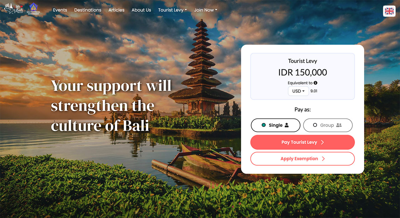 Bali Tourism Levy online